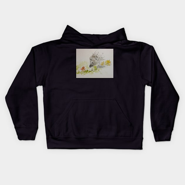 Hedgehog drawing Kids Hoodie by DebTheZeb